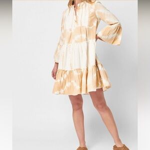 Faherty Vida Mini Tie Dye Dress in Maple Sugar